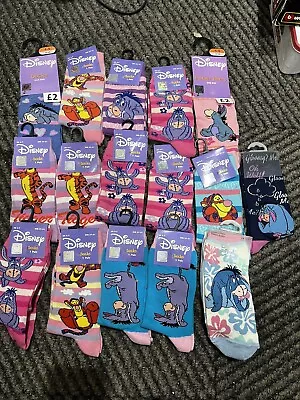 Huge Bundle Of Disney Winnie The Pooh Eeyore & Tigger Socks BNWT  UK Size 4-7 • £14.99