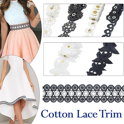 1 Metres Vintage Cotton Flowers Lace Crochet Trim Wedding Bridal Ribbon Sewing • £5.45