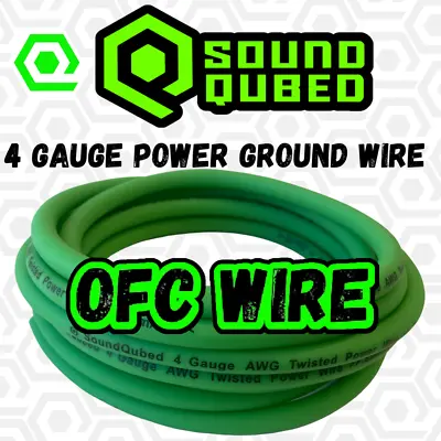 Soundqubed 4 Gauge OFC Power Ground Wire 4 Gauge Audio Wire GREEN 5FT - 40FT • $24.99