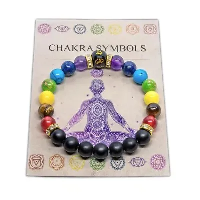 7 Chakra Bracelet Crystal Jewellery Healing Stones Stress Anxiety Adjustable NEW • $1.42