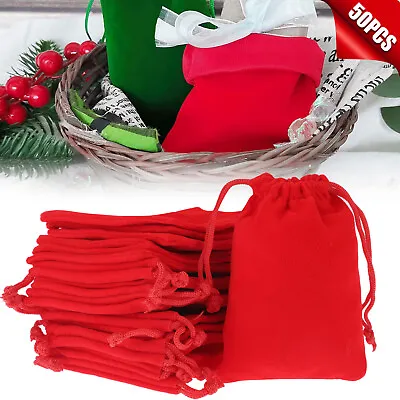 50Pcs Jewelry Pouch Small Velvet Drawstring Gift Bags Storage For Wedding Party • $11.48