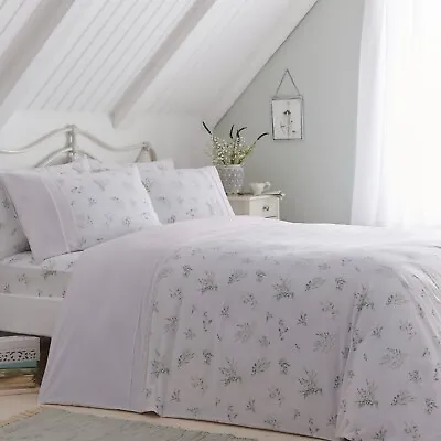 Duvet Cover Bedding Set Or Fitted Sheet Chloe Lace Trim By Dreams & Drapes Lilac • £18.89