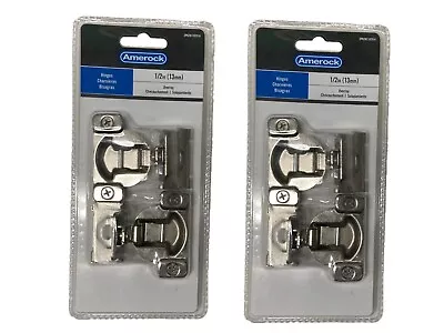 HINGES CABINET (4 HINGES TOTAL) Overlay  1/2 In. Satin Nickel AMEROCK EUROPEAN • $13.99