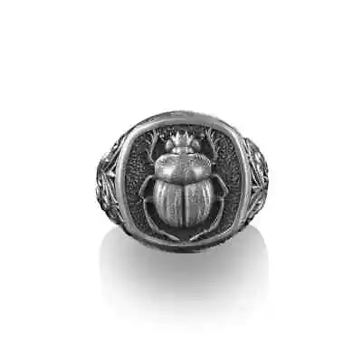 Solid 925 Sterling Silver Egyptian Beetle Scarab Handmade Huge Men's Boys Ring • $121.69