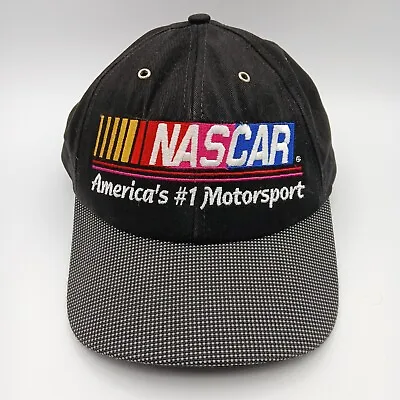 Vintage 90's Nascar Americas #1 Motorsport Script Logo Hat Cap Snapback Black • $19.99