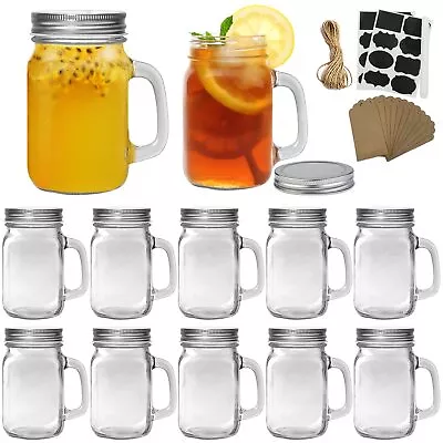16 Oz Mason Jars With HandleOld Fashioned Drinking Glasses With Chalkboard L... • $37.37