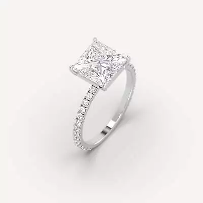 3.2 Carat Princess Cut Engagement Ring | Real Mined Diamond In 14k White Gold • $9685