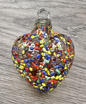 Vintage Hand Blown Glass Heart Ornament • $21.50