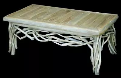 Rustic Country Coastal Farmhouse Teak Branch Lodge Cabin Coffee Table • $539.50