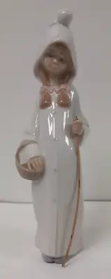 Vintage Collectable Nao Lladro Figurine Shepherd Girl W/ Walking Stick & Basket • £9.99