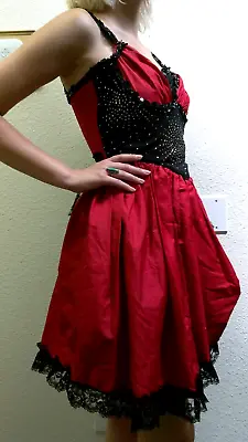 1900S Dress Moulin Rouge Whiskey Girl SXY PETITE RED OLD WEST SALOON RETRO 1980S • $33.44