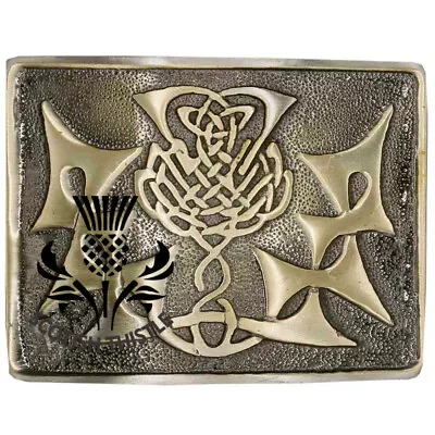 ST Highland Kilt Belt Buckle Thistle Celtic Knot Antique Finish/Highland Buckles • £8.49