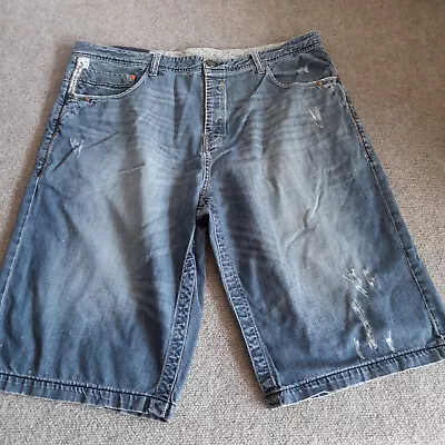 Vintage Parish Jean Shorts Embroidered Denim Adult 40 E-506 Distressed Urban Men • $30.34