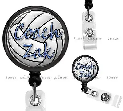Custom Name Personalized Volleyball Coach Clip On Retractable Id Badge Reel • $14.95
