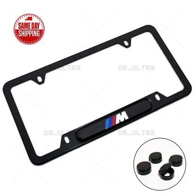 For BMW M Power Sport Front Rear License Frame Plate Cover Stainless Steel Black • $19.99