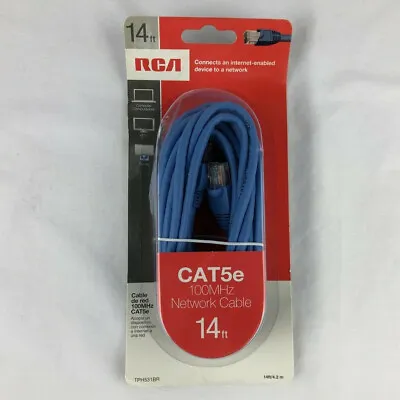 14 FT RCA Ethernet Network Cable Cord CAT5e 100mhz- Blue - Computer NIP • $5.99