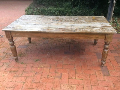 $550 • Buy 1880 - 1900 Solid Pine Wood DINING TABLE Antique Vintage EDWARDIAN - TURNED LEGS
