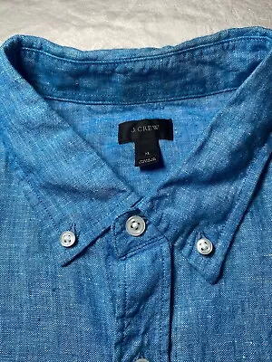 J Crew Shirt Mens XL Blue Baird Mcnutt Linen Button Up Short Sleeve • $19