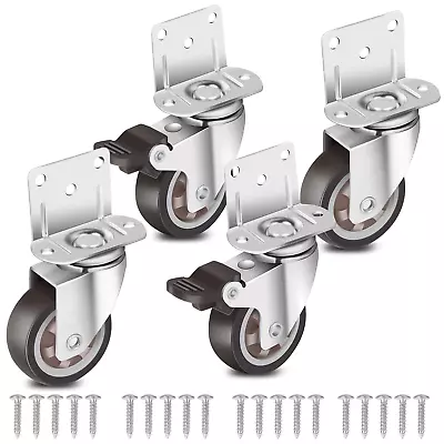 Nefish Side Mount Casters 2 Inch L-Shaped Small Rubber Caster Set Of 4 With Load • $25.40