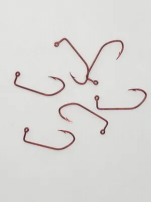 100 MUSTAD 32500RB RED CHROME SKIPPY (SICKLE) BEND JIG HOOKS You Pick Size • $5.40