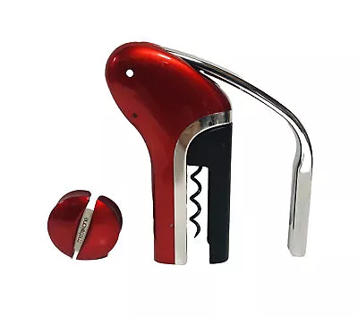 Metrokane Houdini Red Vertical Lever Corkscrew Wine Opener With Foil Cutter-2205 • $3.69