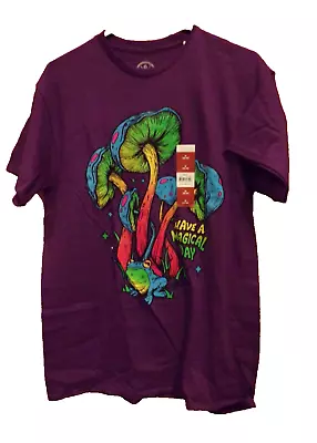 MAGIC MUSHROOM Purple Neon SS Tee Shirt~Mens Size MEDIUM (38-40)~New W/tag • $7.99