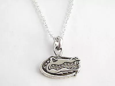 Florida Gators Silver Chain Necklace Gator Head Logo Charm UF Gift • $19.49