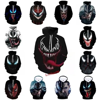 Marvel Superhero Venom 3D Hoodie Men Women Hooded Pullover Jumper Top • £18.66