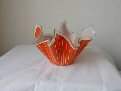 Chance Glass Handkerchief Vase Orange & White Stripes # 2 • £14.99