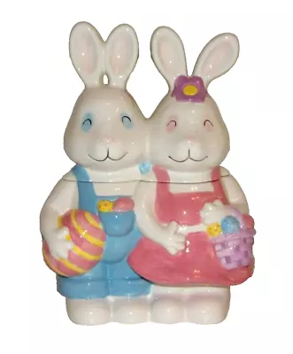 Bunny Couple Cookie Jar - Dolomite - Easter - New In Box • $49