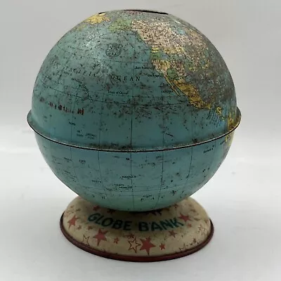 Vintage Tin World Bank Globe Coin Bank A2 -45 • $12.90