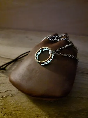 Lord Of The Rings Glow In The Dark The One Ring With Chain & Leather Pouch Frodo • £32.99