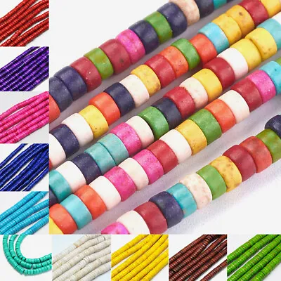 1 Strd Synthetic Turquoise Heishi Disc Beads Flat Round Mini Loose Spacer 4~6mm • $4.98