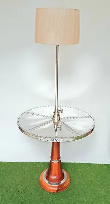 Floor Shade Lamp With Bedside Vintage Aviator Table Attached Round Silver Retro  • $315.40