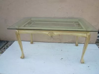 Wood Dining Room Table Glass Top Thomasville Chippendale Style Ball And Claw • $999