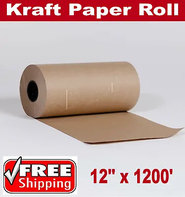 $38.95 • Buy 12  X 1200' Brown Kraft Paper Roll 30lb Shipping Wrapping Cushioning Void Fill