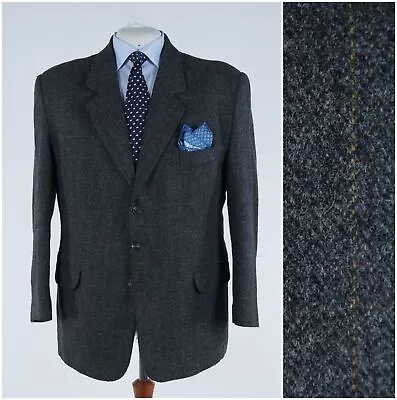 Mens Check Tweed Jacket 48R UK Size Grey Wool Sport Coat Blazer • $89.99
