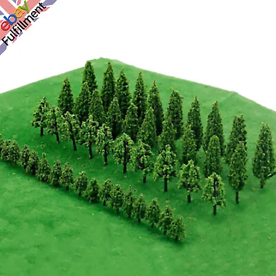 50Pack Plastic Miniature Trees Model For DIY Green Scenery Landscape Scale • £10.19