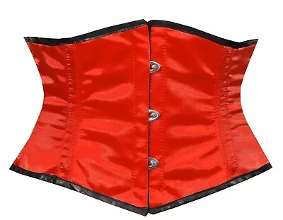 Mini Steel Boned Cincher Bust Shaper Waspie Red Satin Corset Korset Size XXXS • $21.50