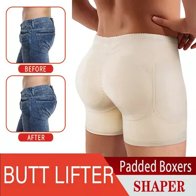 Men Padded Underwear Briefs Boxers Butt Booster Hip Enhancer 4 Detachable Pads • £19.99