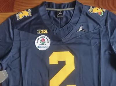 ROSE BOWL Playoff Blake Corum Diamond Michigan Wolverines Jersey Blue Patch 2 • $102.90