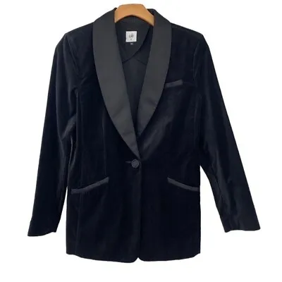 Cabi Gala Jacket Womens Medium Black Velvet Blazer Tuxedo Holiday • $39.67