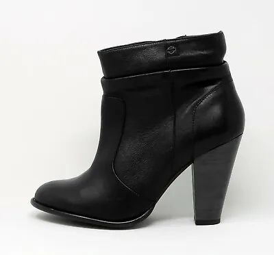 $142 • Buy HARLEY DAVIDSON Women Stonebrook Black Leather Zip Heel Boots