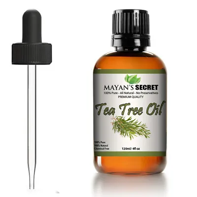 Pure Organic Tea Tree Essential Oil For Skin Hair Face 4 Fl Oz Glass Bottle • $18.95