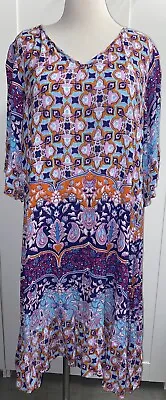 $20 • Buy ONE SUMMER Hippie Boho Style Crinkle Multicolured Tunic Dress Size 20