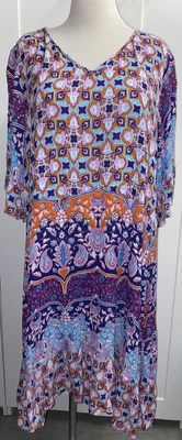 $20 • Buy ONE SUMMER Hippie Boho Style Crinkle Multicolured Tunic Dress Size 20
