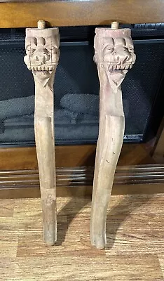 Vintage Lion Carved Wooden Table Legs Set Of 2 • $70