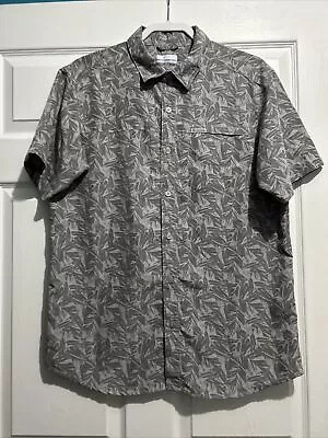 Columbia Men's Short Sleeve Button Down Gray Floral Print Shirt Size Medium • $13.38