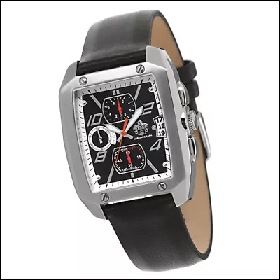 S.u.g. Jetstream Men's Seiko Chronograph Movement Watch New Black Dial Leather • $78.29