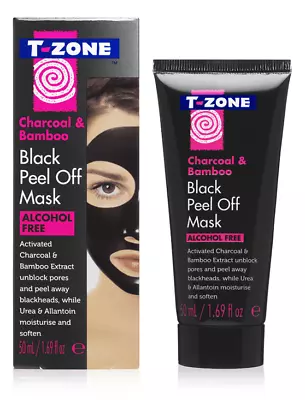 5 X T-ZONE Charcoal & Bamboo Black Peel Off Mask (50ml)  ** Only £3.99/unit** • £19.95